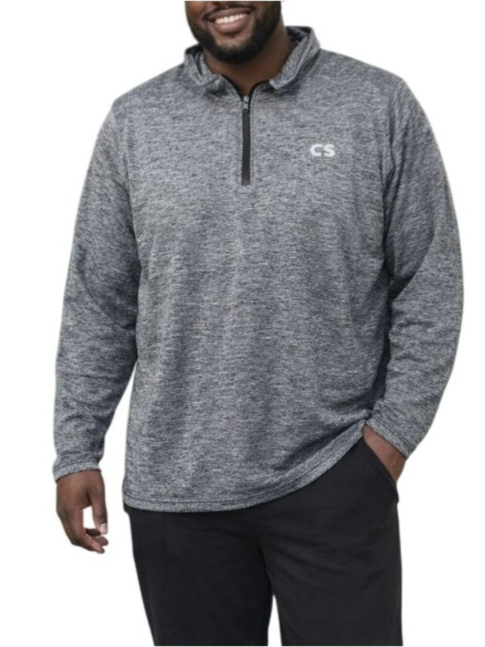 Cougar Sport Mens XL Athletic Shirt Gray Heather Half-Zip Pullover Long Sleeve